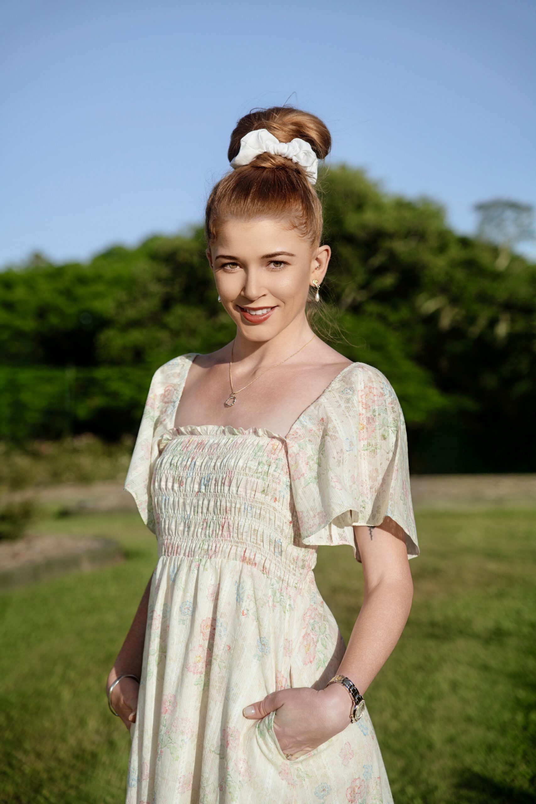 Calla Multiway Smocked Maxi Dress — close-up of smocked bodice texture and detachable strap detail | La Mira Singapore